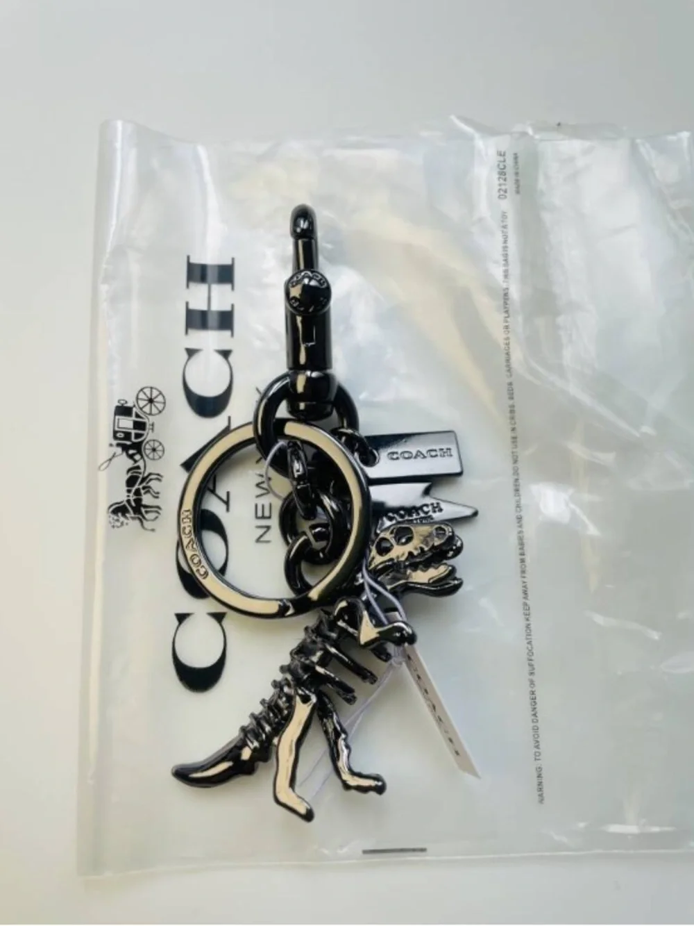 Coach Black Rexy Skeleton Bag Charm Keychain